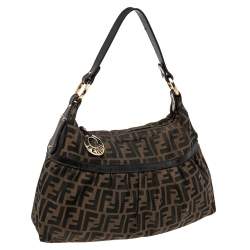 Pre Owned Fendi Tobacco Zucca Canvas and Leather Chef Hobo