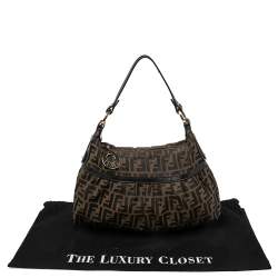 Pre Owned Fendi Tobacco Zucca Canvas and Leather Chef Hobo