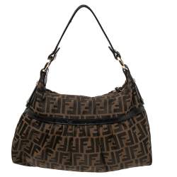 Pre Owned Fendi Tobacco Zucca Canvas and Leather Chef Hobo