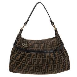 Pre Owned Fendi Tobacco Zucca Canvas and Leather Chef Hobo