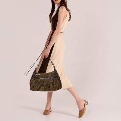 Pre Owned Fendi Tobacco Zucca Canvas and Leather Chef Hobo
