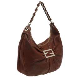 Pre Owned Fendi Brown Leather Mia Hobo