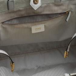 Pre Owned Fendi White/Brown Leather And Calf Hair Large 2jours Tote
