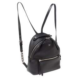 Pre Owned Fendi Black Leather Mini By The Way Backpack