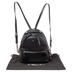 Pre Owned Fendi Black Leather Mini By The Way Backpack