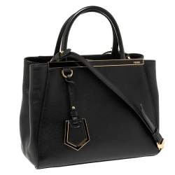 Pre Owned  حقيبة يد فندي ميني 2جور جلد أسود