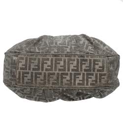 Pre Owned Fendi Metallic Brown/Grey Zucca Canvas Mia Hobo