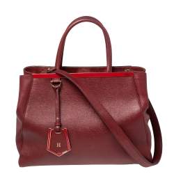 Pre Owned Fendi Burgundy Leather Medium 2jours Tote