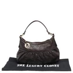 Pre Owned Fendi Tobacco Zucca Embossed Leather Chef Hobo