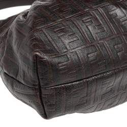 Pre Owned Fendi Tobacco Zucca Embossed Leather Chef Hobo