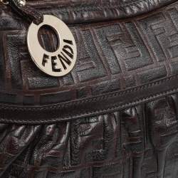 Pre Owned Fendi Tobacco Zucca Embossed Leather Chef Hobo