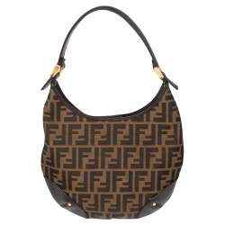 Pre Owned Fendi Tobacco Zucca Canvas Small Hobo