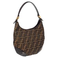 Pre Owned Fendi Tobacco Zucca Canvas Small Hobo