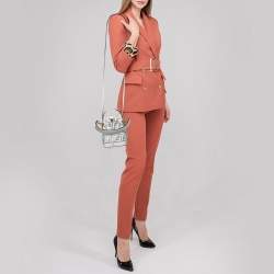 Pre Owned Fendi White Zucca PVC and Leather Mini Mon Tresor Drawstring Bucket Bag