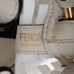 Pre Owned Fendi White Zucca PVC and Leather Mini Mon Tresor Drawstring Bucket Bag