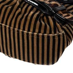 Pre Owned Fendi Brown/Black Striped Velvet and Calfhair B Bis Shoulder Bag