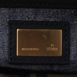 Pre Owned Fendi Dark Grey Leather Large Peekaboo Top Handle Bag