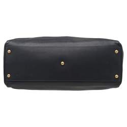 Pre Owned Fendi Dark Grey Leather Large Peekaboo Top Handle Bag