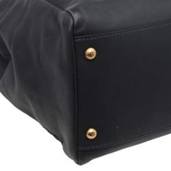 Pre Owned Fendi Dark Grey Leather Large Peekaboo Top Handle Bag