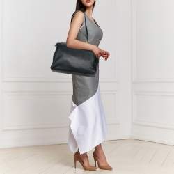 Pre Owned Fendi Dark Grey Leather Large Peekaboo Top Handle Bag