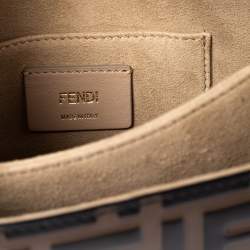 مملوكة مسبقًا حقيبة كتف فندي كان يو جلد زوكا بني-أسود صغيرة