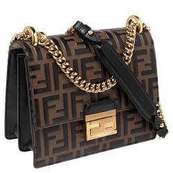 مملوكة مسبقًا حقيبة كتف فندي كان يو جلد زوكا بن ي-أسود صغيرة