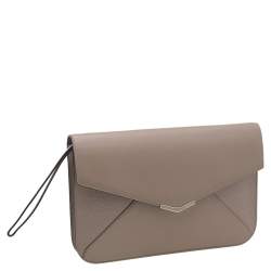 Pre Owned Fendi Grey Leather 2 Jours Envelope Clutch
