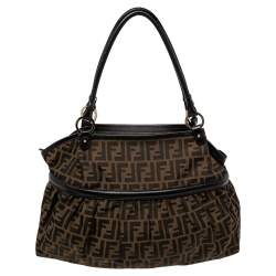 Pre Owned Fendi Tobacco Zucca Canvas and Leather Large Chef Tote