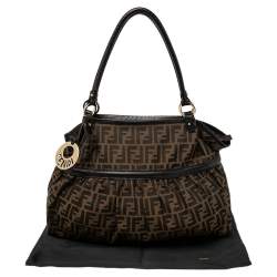 Pre Owned Fendi Tobacco Zucca Canvas and Leather Large Chef Tote