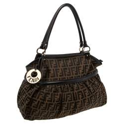 Pre Owned Fendi Tobacco Zucca Canvas and Leather Large Chef Tote