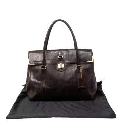 Pre Owned Fendi Mocha Brown Textured Leather Linda Tote