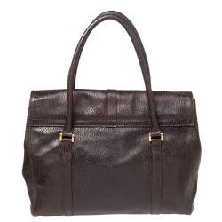 Pre Owned Fendi Mocha Brown Textured Leather Linda Tote