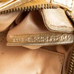 Pre Owned Fendi Gold Leather Zipper Clutch
