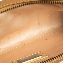 Pre Owned Fendi Gold Leather Zipper Clutch