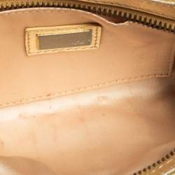 Pre Owned Fendi Gold Leather Zipper Clutch