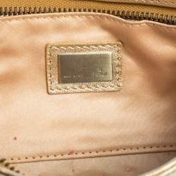 Pre Owned Fendi Gold Leather Zipper Clutch