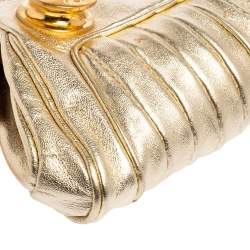 Pre Owned Fendi Gold Leather Zipper Clutch