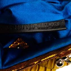 Pre Owned Fendi Yellow Pleated Satin Chic Clutch