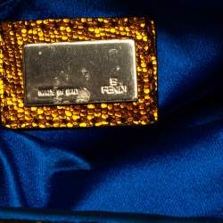 Pre Owned Fendi Yellow Pleated Satin Chic Clutch