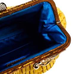 Pre Owned Fendi Yellow Pleated Satin Chic Clutch