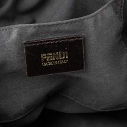 Pre Owned Fendi Brown Zucca Canvas And Patent Leather Mia Hobo