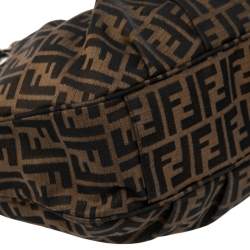 Pre Owned Fendi Brown Zucca Canvas And Patent Leather Mia Hobo