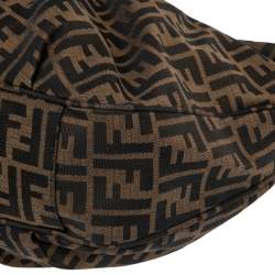 Pre Owned Fendi Brown Zucca Canvas And Patent Leather Mia Hobo