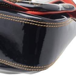 مملوكة مسبقًا Fendi Black/Orange Patent Leather And Leather B Bag Shoulder Bag