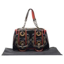مملوكة مسبقًا Fendi Black/Orange Patent Leather And Leather B Bag Shoulder Bag