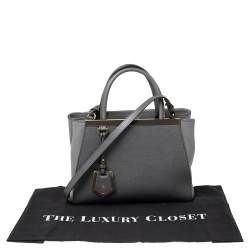 Pre Owned Fendi Grey Leather Small 2Jours Tote
