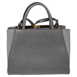 Pre Owned Fendi Grey Leather Small 2Jours Tote