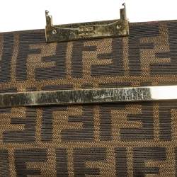 Fendi Tobacco Zucca Canvas And Leather Maxi Baguette Flap Shoulder Bag
