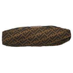 Fendi Tobacco Zucca Canvas And Leather Maxi Baguette Flap Shoulder Bag
