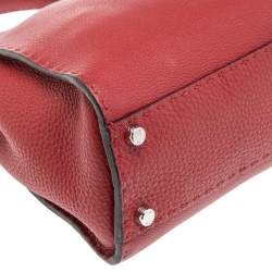 Pre Owned Fendi Red Leather Medium Selleria Peekaboo Top Handle Bag